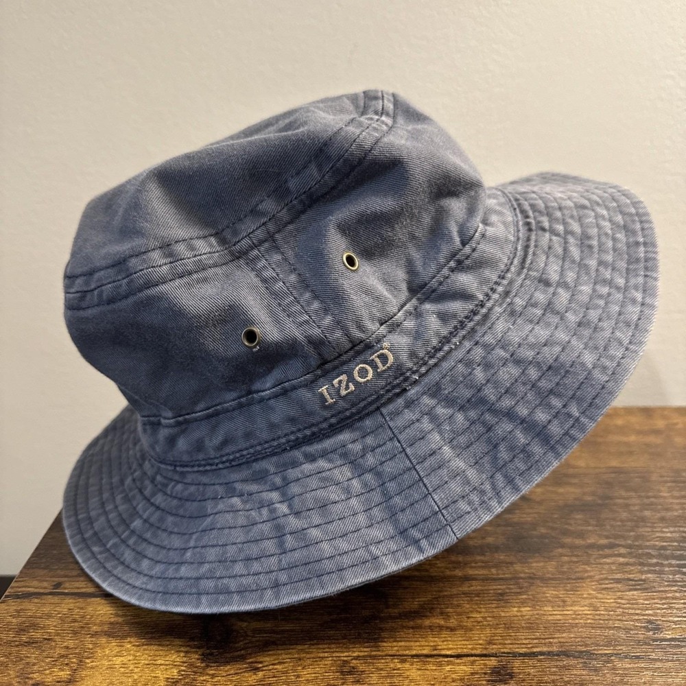 VTG IZOD CLUB Boonie Bucket Hat Cap Faded Blue Sz Sm‎ 6 3/4-6 7/8 Preppy 80s 90s